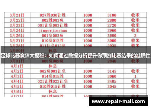 足球比赛竞猜大揭秘：如何通过数据分析提升你预测比赛结果的准确性
